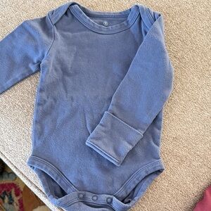 Soft Blue Long Sleeve Baby Bodysuit